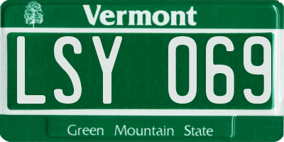 VT license plate LSY069