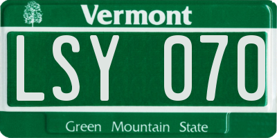 VT license plate LSY070