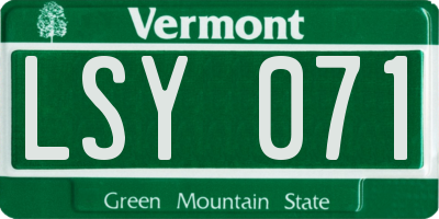 VT license plate LSY071