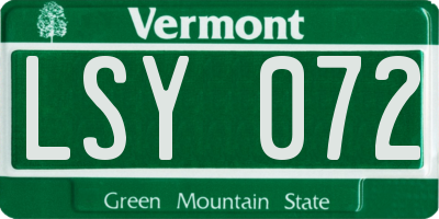 VT license plate LSY072