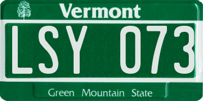 VT license plate LSY073