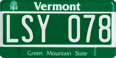 VT license plate LSY078