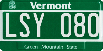 VT license plate LSY080