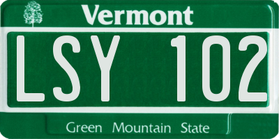 VT license plate LSY102