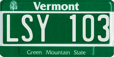 VT license plate LSY103