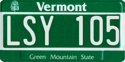 VT license plate LSY105