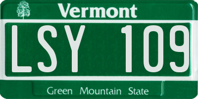 VT license plate LSY109
