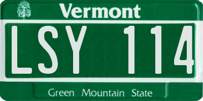 VT license plate LSY114