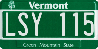 VT license plate LSY115