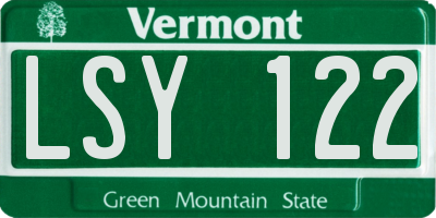 VT license plate LSY122