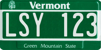 VT license plate LSY123