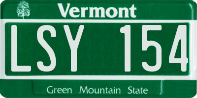VT license plate LSY154