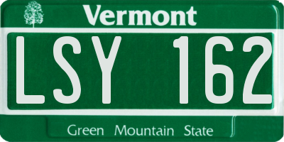 VT license plate LSY162