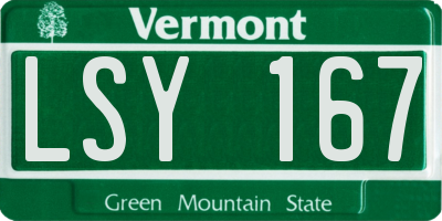 VT license plate LSY167