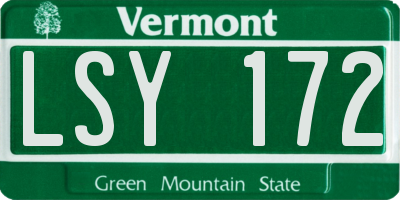 VT license plate LSY172