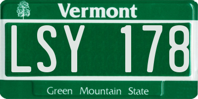 VT license plate LSY178