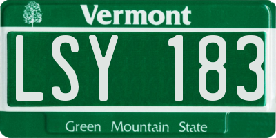 VT license plate LSY183