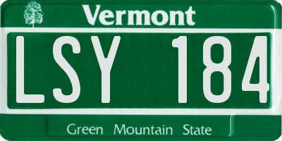 VT license plate LSY184