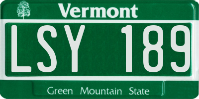 VT license plate LSY189