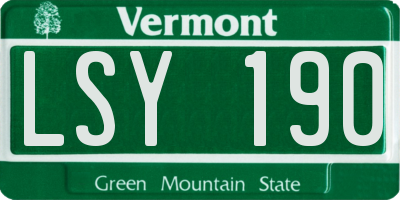 VT license plate LSY190