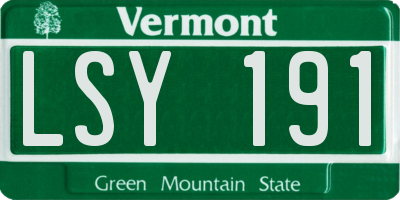 VT license plate LSY191