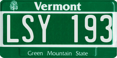VT license plate LSY193