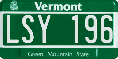 VT license plate LSY196