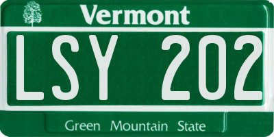VT license plate LSY202