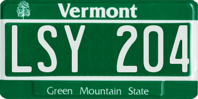 VT license plate LSY204