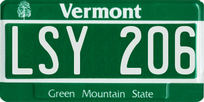 VT license plate LSY206