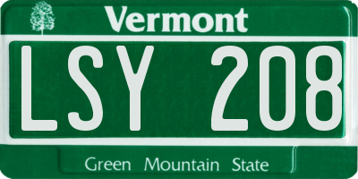 VT license plate LSY208
