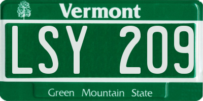 VT license plate LSY209