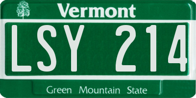 VT license plate LSY214