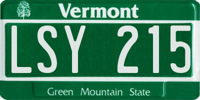 VT license plate LSY215