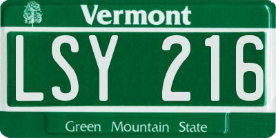 VT license plate LSY216