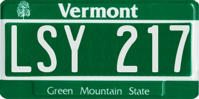 VT license plate LSY217
