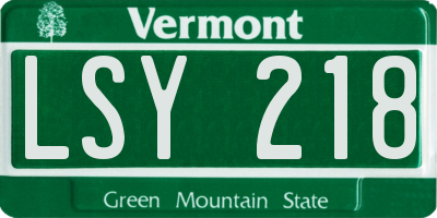 VT license plate LSY218