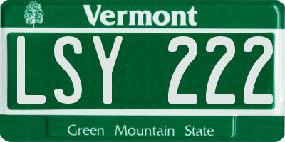 VT license plate LSY222