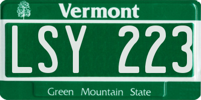 VT license plate LSY223
