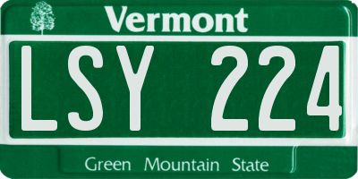 VT license plate LSY224