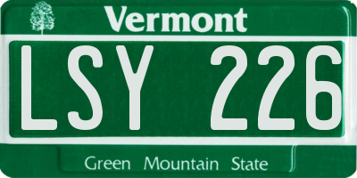 VT license plate LSY226