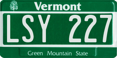 VT license plate LSY227