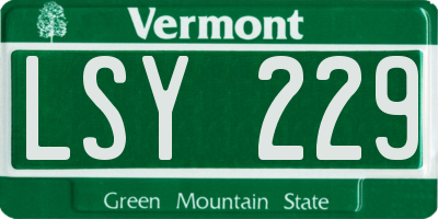 VT license plate LSY229