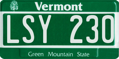 VT license plate LSY230