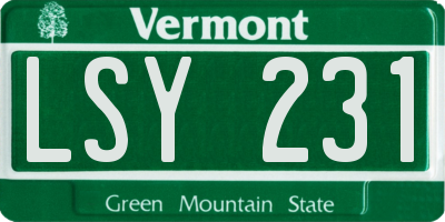 VT license plate LSY231