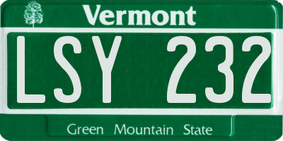 VT license plate LSY232