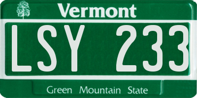 VT license plate LSY233