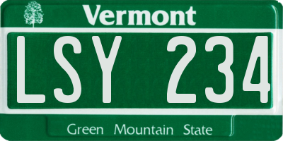VT license plate LSY234