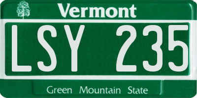 VT license plate LSY235