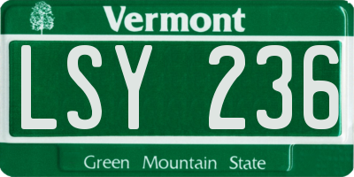 VT license plate LSY236